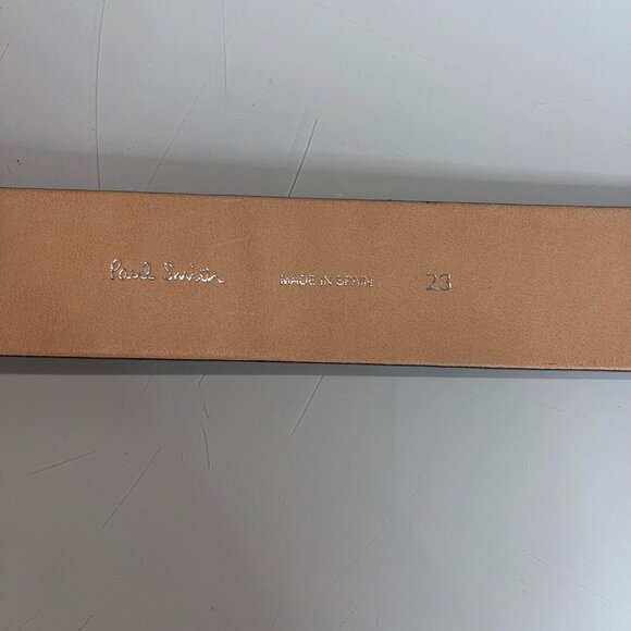 Paul Smith Womens Adjustable Belt Size 28 Black Stripe Italian Leather - Picture 3 of 8